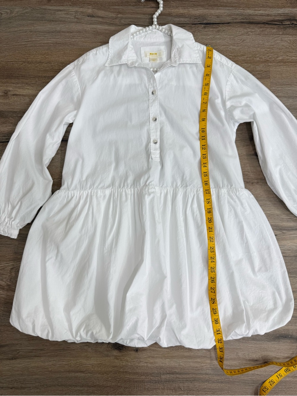 Anthropologie Maeve Bubble Hem Shirt Dress in White size XS-S - Picture 6 of 10